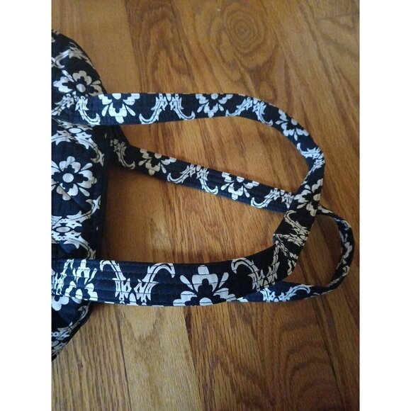 BELLA TAYLOR QUILTED BLACK AND WHITE DOUBLE HANDLE PURSE BAG - Picture 5 of 9